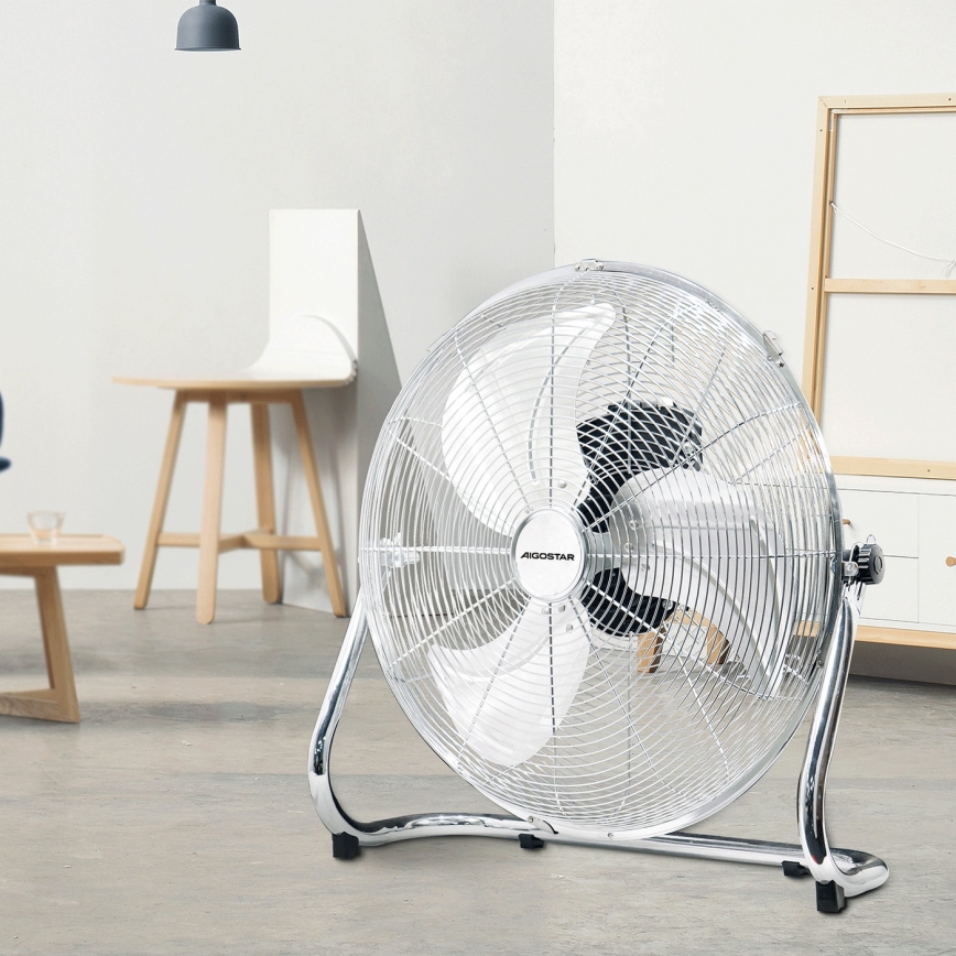 Aigostar - Stojanový ventilátor 100 W / 230 V, Ø 54 cm, lesklý chróm