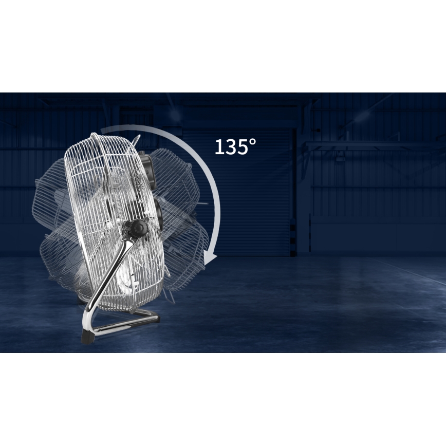 Aigostar - Stojanový ventilátor 100 W / 230 V, Ø 54 cm, lesklý chróm