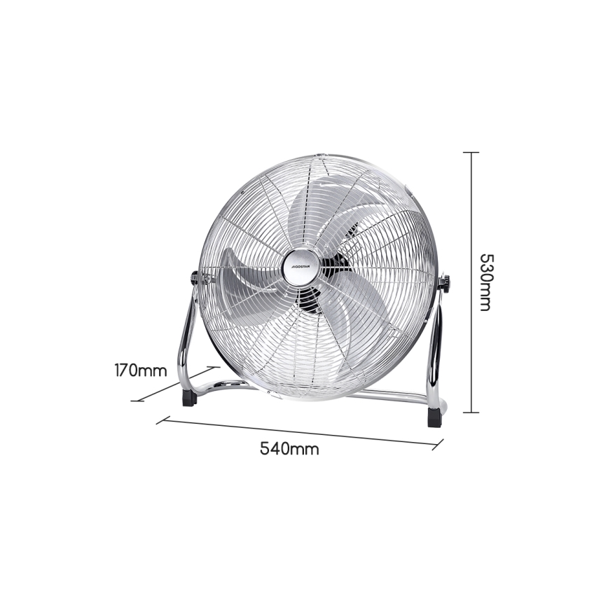 Aigostar - Stojanový ventilátor 100 W / 230 V, Ø 54 cm, lesklý chróm