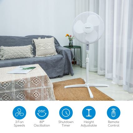 Aigostar - Stojanový ventilátor 40W/230V 120 cm biela