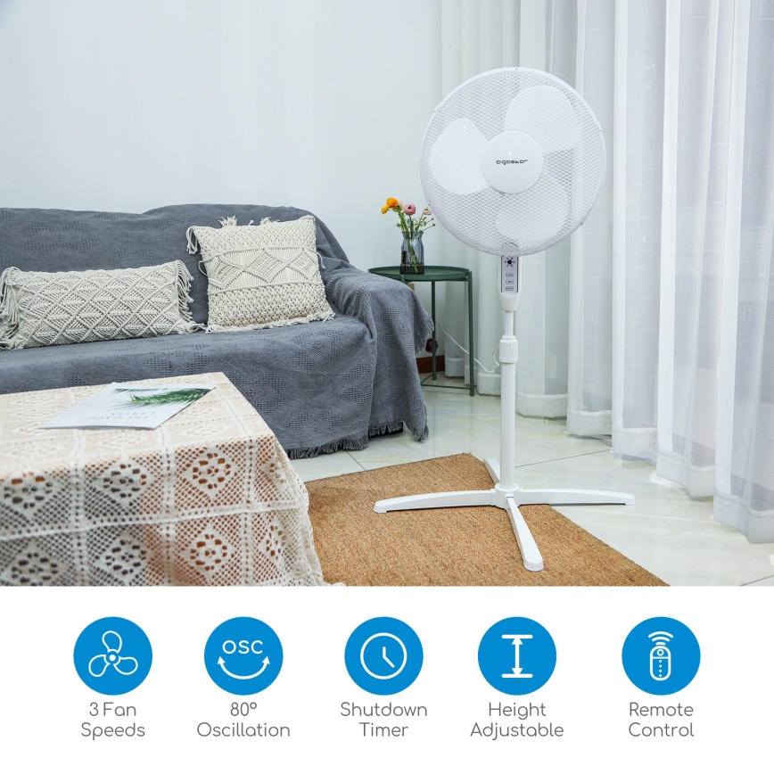 Aigostar - Stojanový ventilátor 40W/230V 120 cm biela