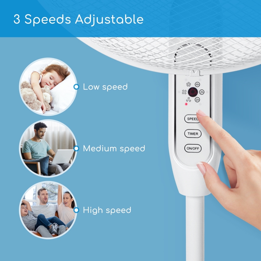 Aigostar - Stojanový ventilátor 40W/230V 120 cm biela