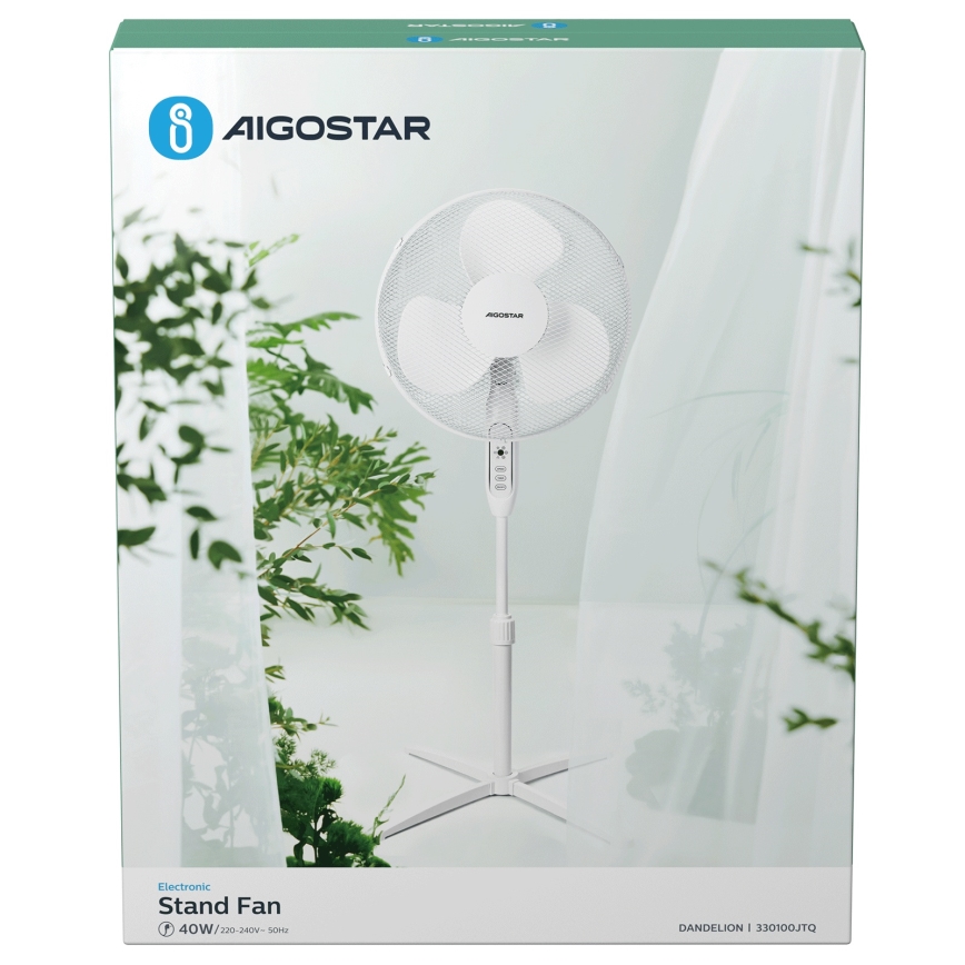 Aigostar - Stojanový ventilátor 40W/230V 120 cm biela