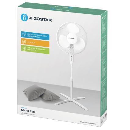 Aigostar - Stojanový ventilátor 40W/230V 120 cm biela