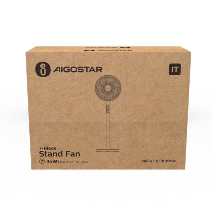 Aigostar - Stojanový ventilátor 45W/230V 110 cm biela