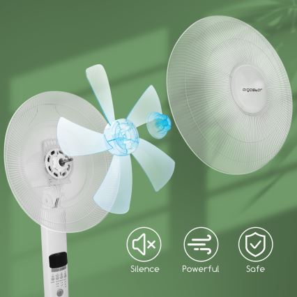 Aigostar - Stojanový ventilátor 50W/230V 43 cm biela + diaľkové ovládanie