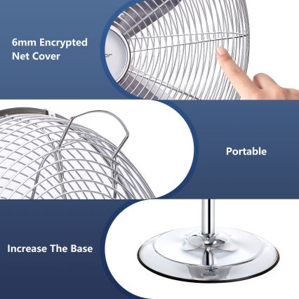 Aigostar - Stojanový ventilátor 50W/230V 44,8 cm lesklý chróm