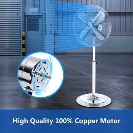 Aigostar - Stojanový ventilátor 50W/230V 44,8 cm lesklý chróm