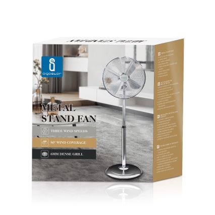 Aigostar - Stojanový ventilátor 50W/230V 44,8 cm lesklý chróm