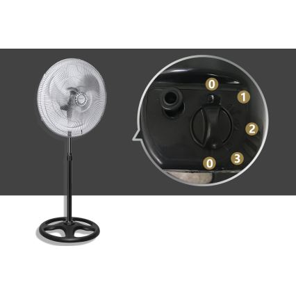 Aigostar - Stojanový ventilátor 50W/230V lesklý chróm/čierna