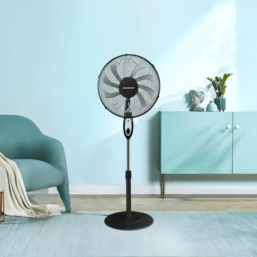 Aigostar - Stojanový ventilátor 60W/230V čierny + diaľkové ovládanie