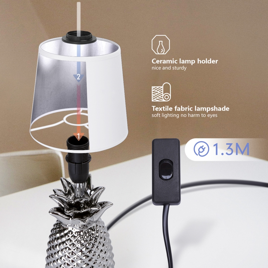 Aigostar - Stolná lampa 1xE14/40W/230V lesklý chróm
