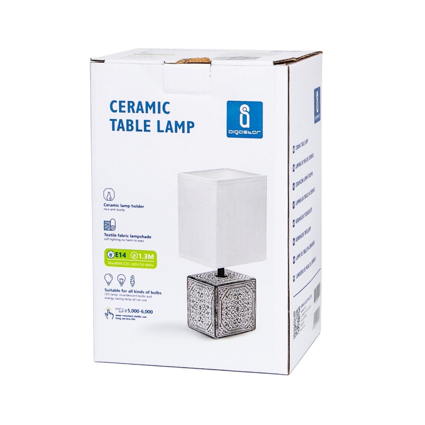 Aigostar - Stolná lampa 1xE14/40W/230V šedá/biela