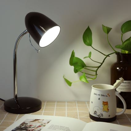 Aigostar - Stolná lampa 1xE27/36W/230V čierna/lesklý chróm