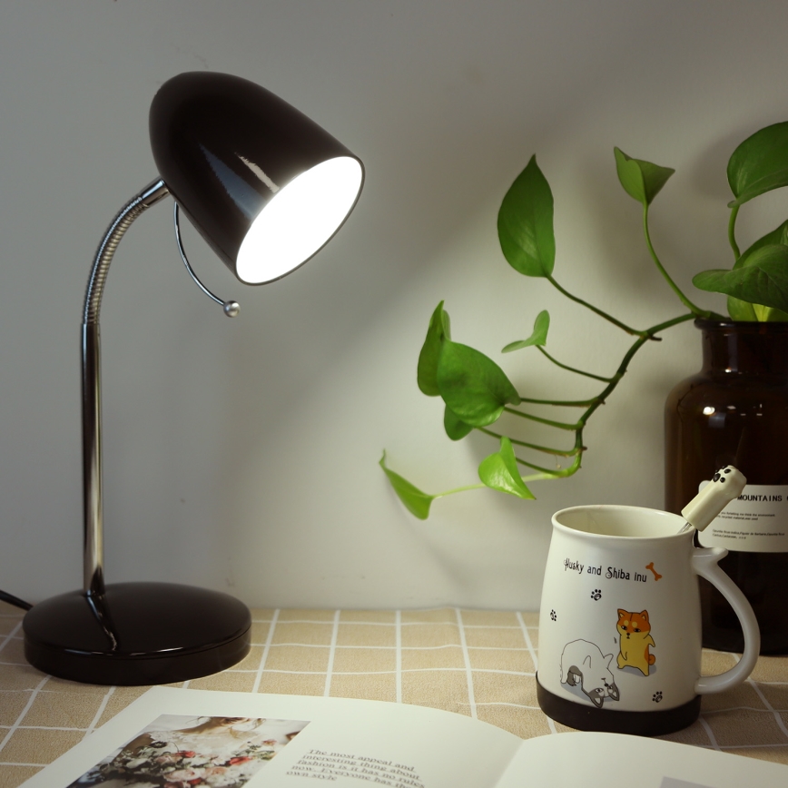 Aigostar - Stolná lampa 1xE27/36W/230V čierna/lesklý chróm