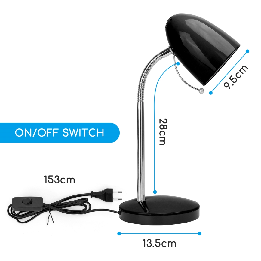 Aigostar - Stolná lampa 1xE27/36W/230V čierna/lesklý chróm