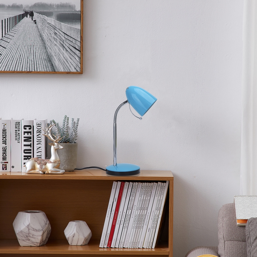 Aigostar - Stolná lampa 1xE27/36W/230V modrá/lesklý chróm