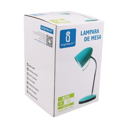 Aigostar - Stolná lampa 1xE27/36W/230V modrá/lesklý chróm