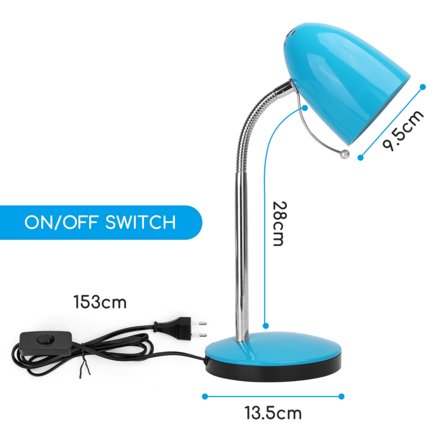 Aigostar - Stolná lampa 1xE27/36W/230V modrá/lesklý chróm