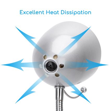 Aigostar - Stolná lampa 1xE27/36W/230V strieborná/lesklý chróm