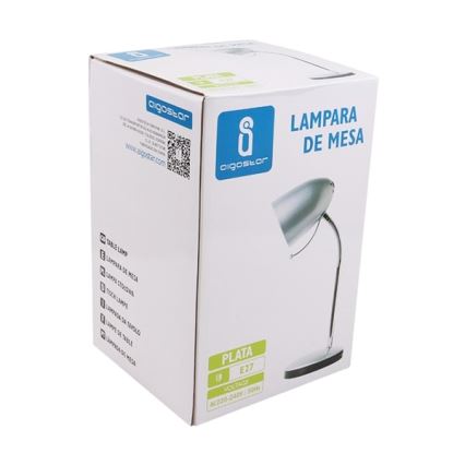 Aigostar - Stolná lampa 1xE27/36W/230V strieborná/lesklý chróm