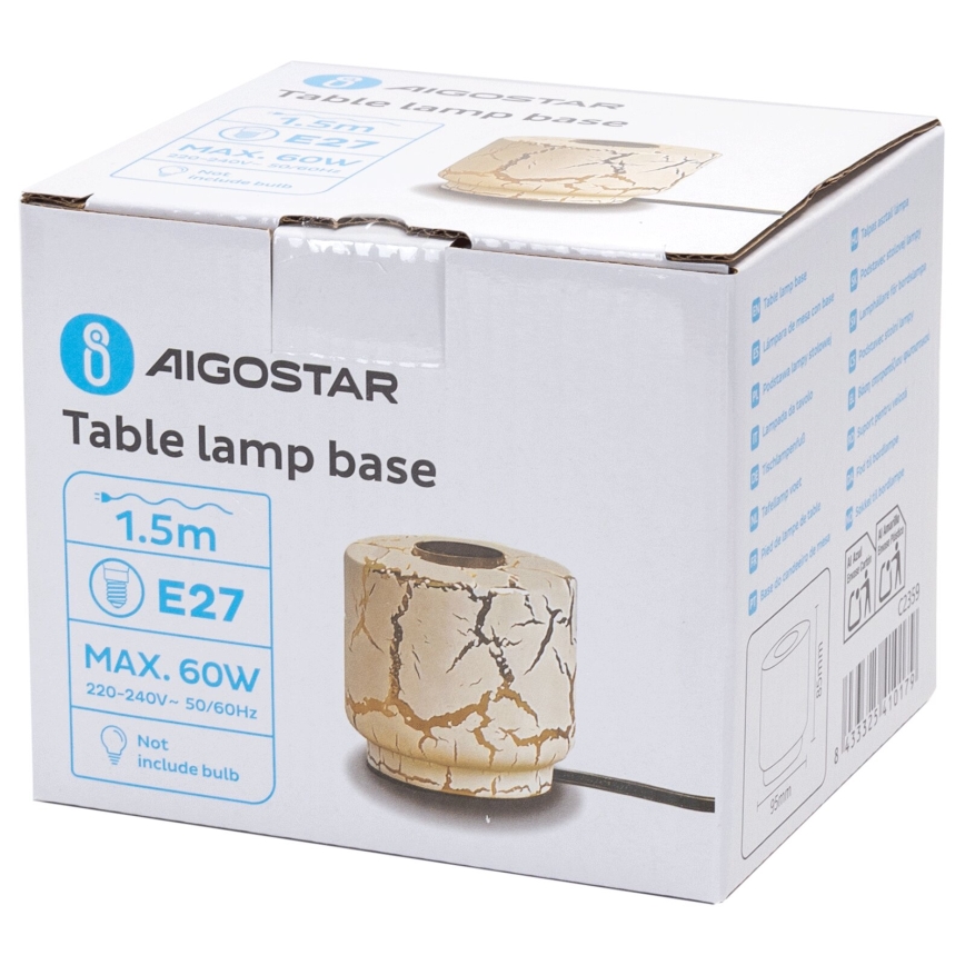 Aigostar - Stolná lampa 1xE27/60W/230V biela/zlatá