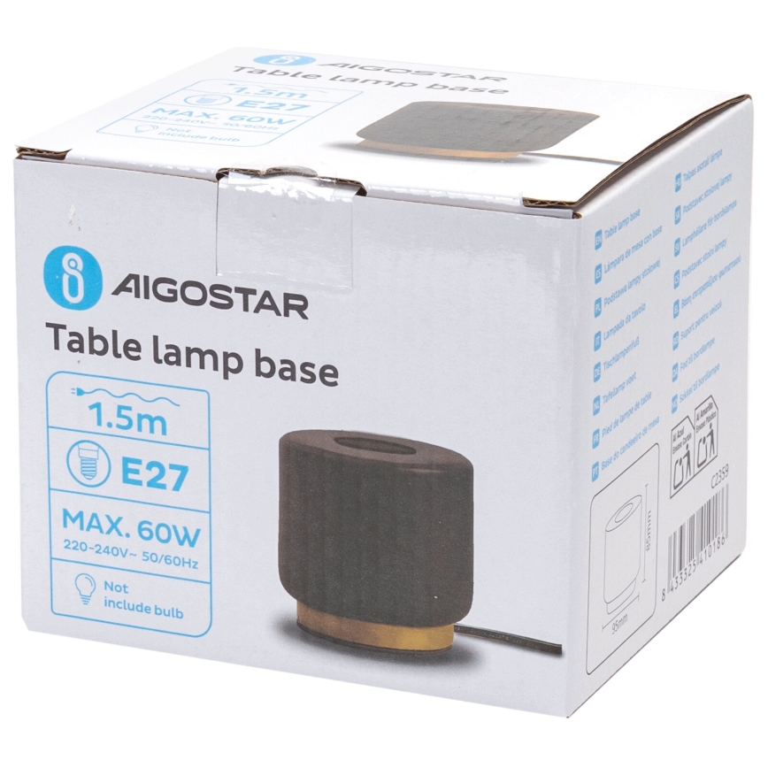 Aigostar - Stolná lampa 1xE27/60W/230V čierna