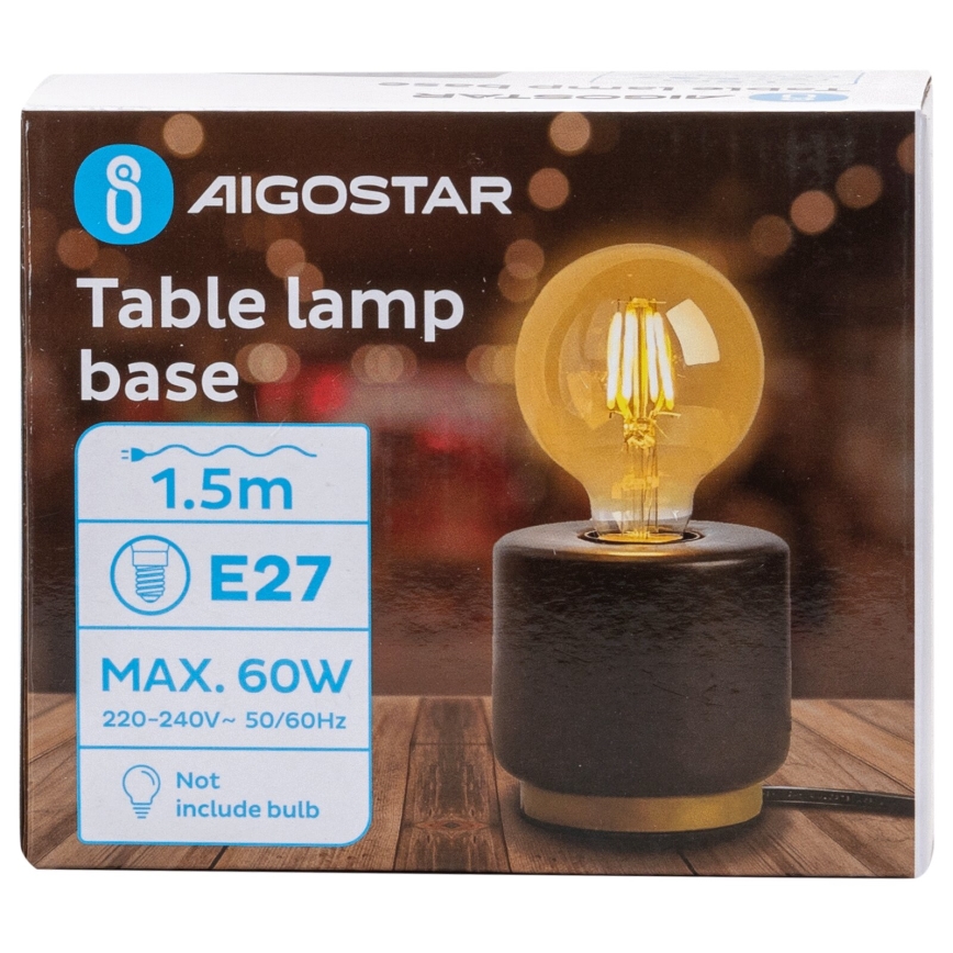 Aigostar - Stolná lampa 1xE27/60W/230V čierna