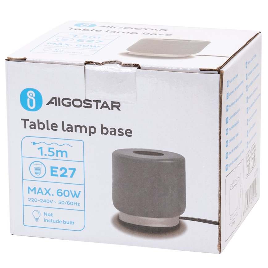 Aigostar - Stolná lampa 1xE27/60W/230V šedá