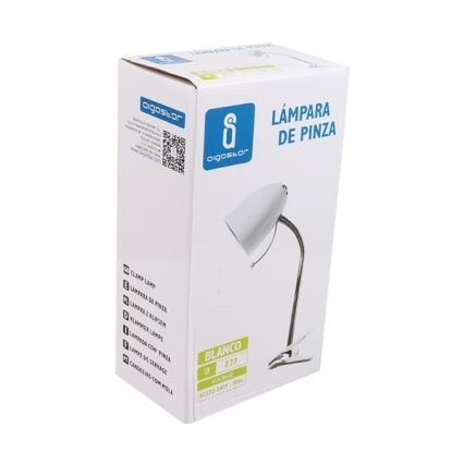 Aigostar -  Stolná lampa s klipom 1xE27/11W/230V biela/lesklý chróm