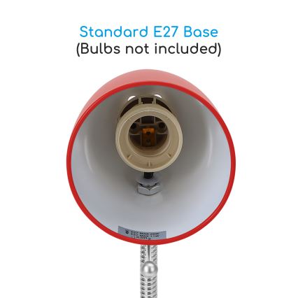 Aigostar - Stolná lampa s klipom 1xE27/11W/230V červená/lesklý chróm