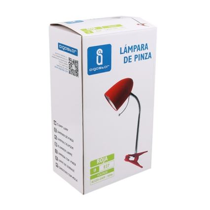 Aigostar - Stolná lampa s klipom 1xE27/11W/230V červená/lesklý chróm