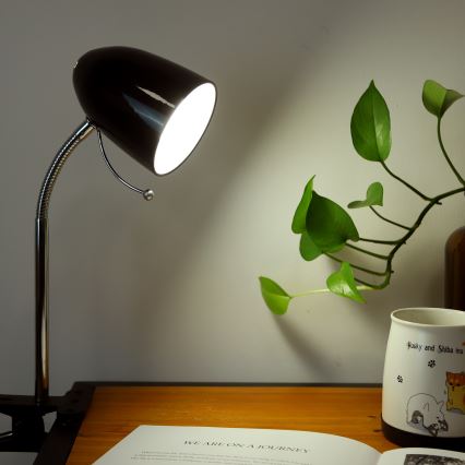 Aigostar -  Stolná lampa s klipom 1xE27/11W/230V čierna/lesklý chróm