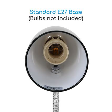 Aigostar -  Stolná lampa s klipom 1xE27/11W/230V čierna/lesklý chróm