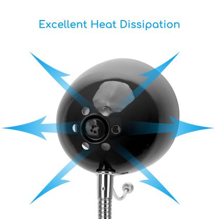 Aigostar -  Stolná lampa s klipom 1xE27/11W/230V čierna/lesklý chróm