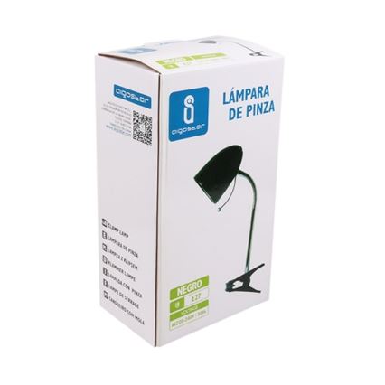 Aigostar -  Stolná lampa s klipom 1xE27/11W/230V čierna/lesklý chróm