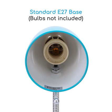 Aigostar -  Stolná lampa s klipom 1xE27/11W/230V modrá/lesklý chróm