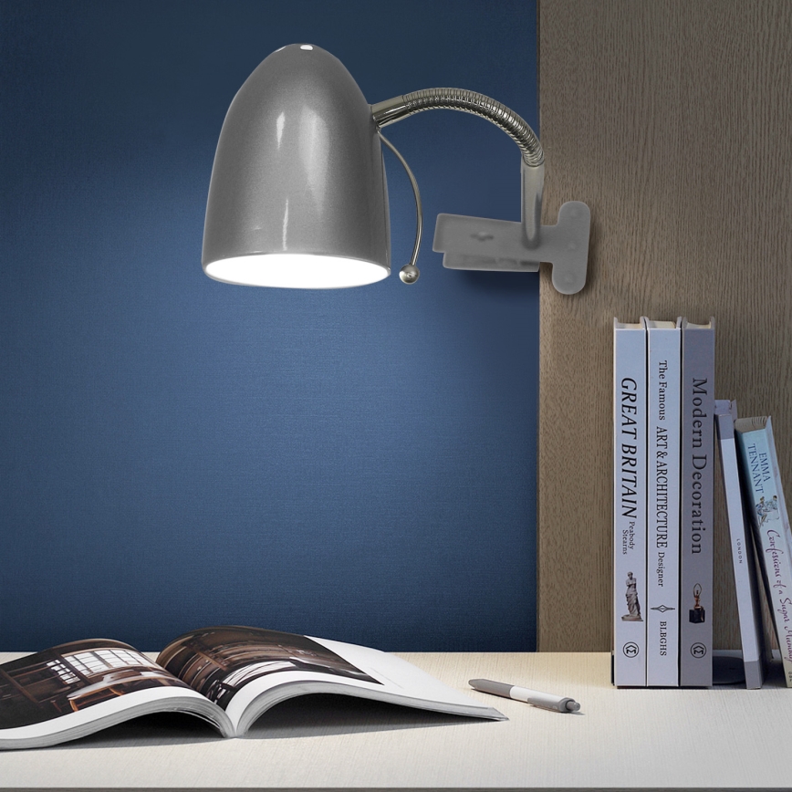 Aigostar -  Stolná lampa s klipom 1xE27/11W/230V strieborná/lesklý chróm