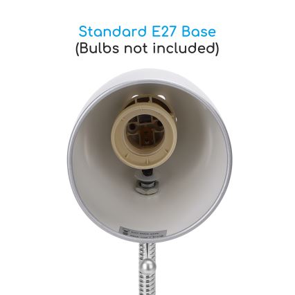 Aigostar -  Stolná lampa s klipom 1xE27/11W/230V strieborná/lesklý chróm