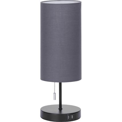 Aigostar - Stolná lampa s USB portom 1xE27/40W/230V čierna