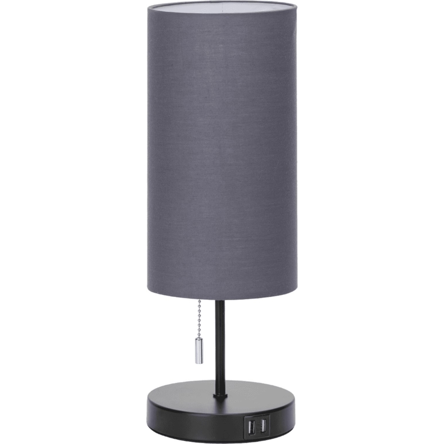 Aigostar - Stolná lampa s USB portom 1xE27/40W/230V čierna