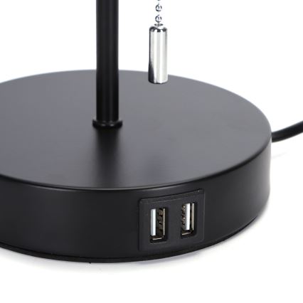 Aigostar - Stolná lampa s USB portom 1xE27/40W/230V čierna