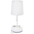 Aigostar - Stolná lampa so zásuvkami 1xE27/60W/230V biela