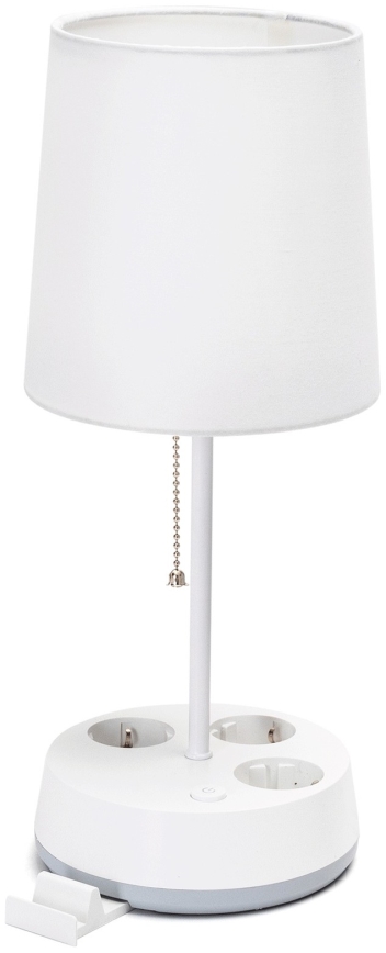 Aigostar - Stolná lampa so zásuvkami 1xE27/60W/230V biela