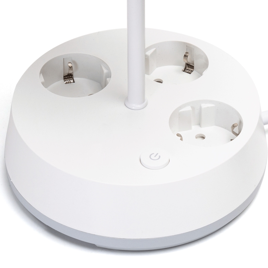 Aigostar - Stolná lampa so zásuvkami 1xE27/60W/230V biela