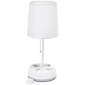 Aigostar - Stolná lampa so zásuvkami a USB portami 1xE27/60W/230V biela