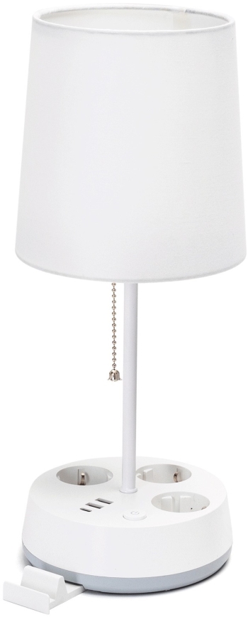 Aigostar - Stolná lampa so zásuvkami a USB portami 1xE27/60W/230V biela