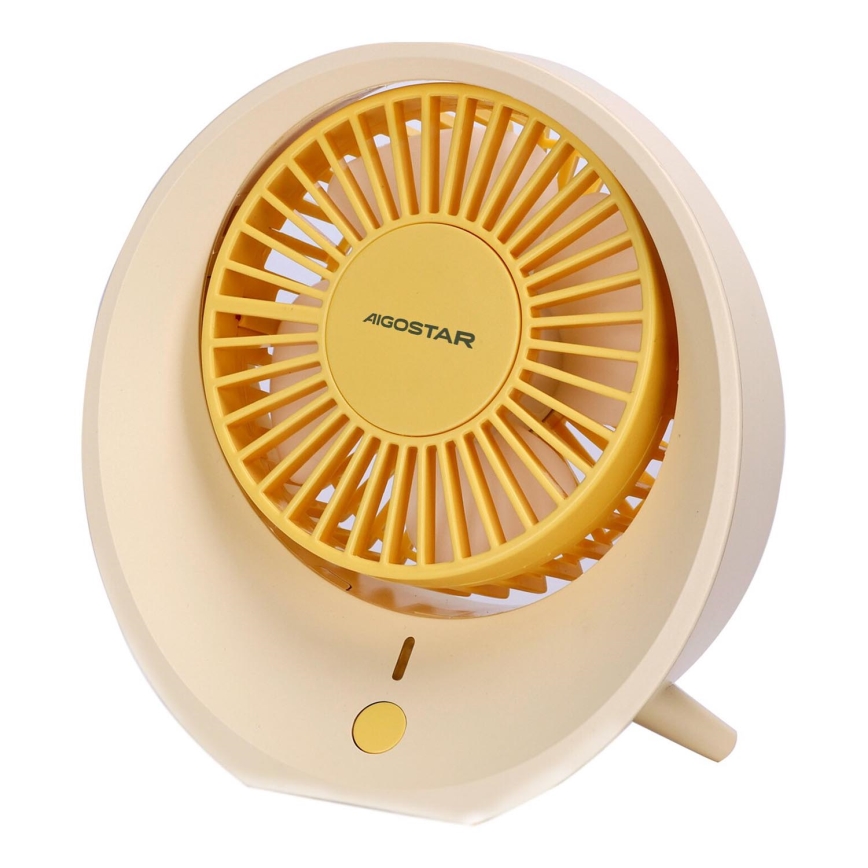 Aigostar - Stolný nabíjací ventilátor 3W/5V 1200mAh USB oranžová