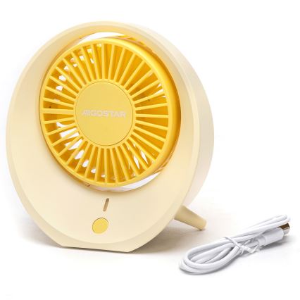 Aigostar - Stolný nabíjací ventilátor 3W/5V 1200mAh USB oranžová