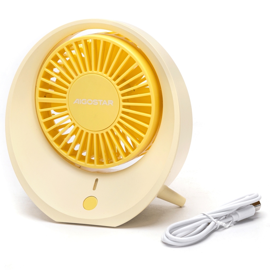 Aigostar - Stolný nabíjací ventilátor 3W/5V 1200mAh USB oranžová